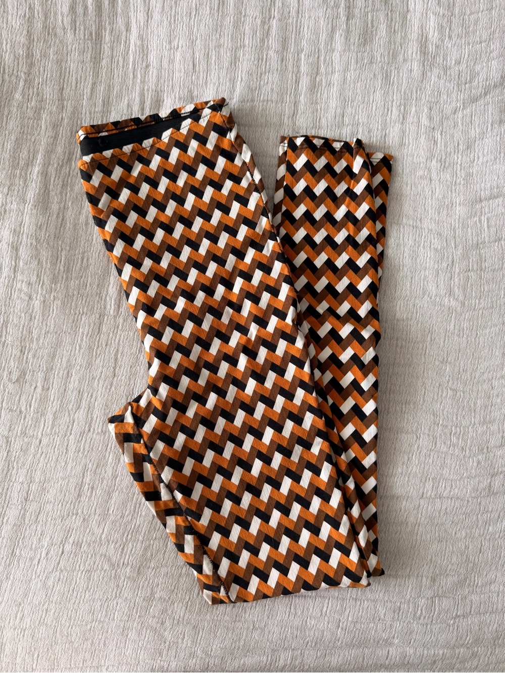 Geometric Print Leggings in Orange, Black & Cream
